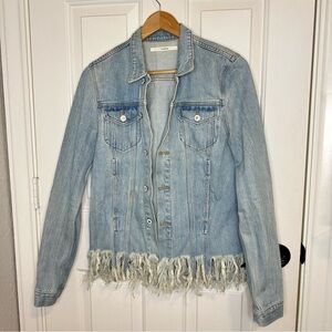 Tularosa Barbados Light Wash Frills Tamsen Denim Jacket Sz S Western Rodeo Boho